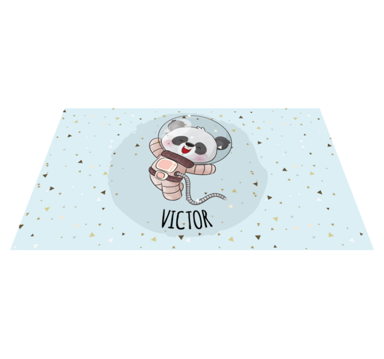 Tapete vinílico com nome panda astronauta fofo - TenStickers