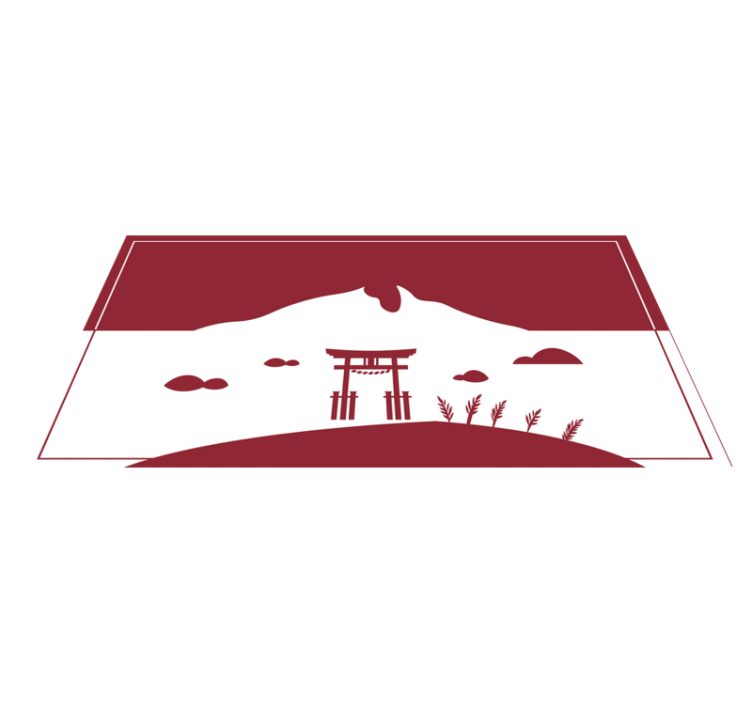 Estrutura japonesa lago, montanhas tapete moderno - TenStickers