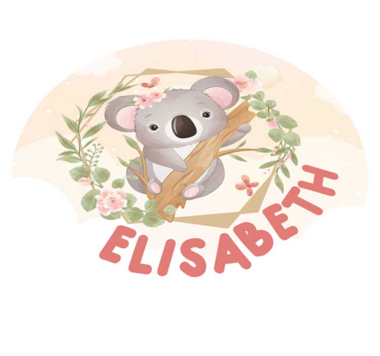 Tapete vinílico com nome arte de koala adorável - TenStickers