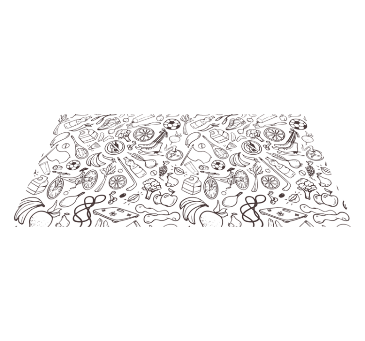 Símbolo de fitness e desporto rabisca tapete moderno - TenStickers