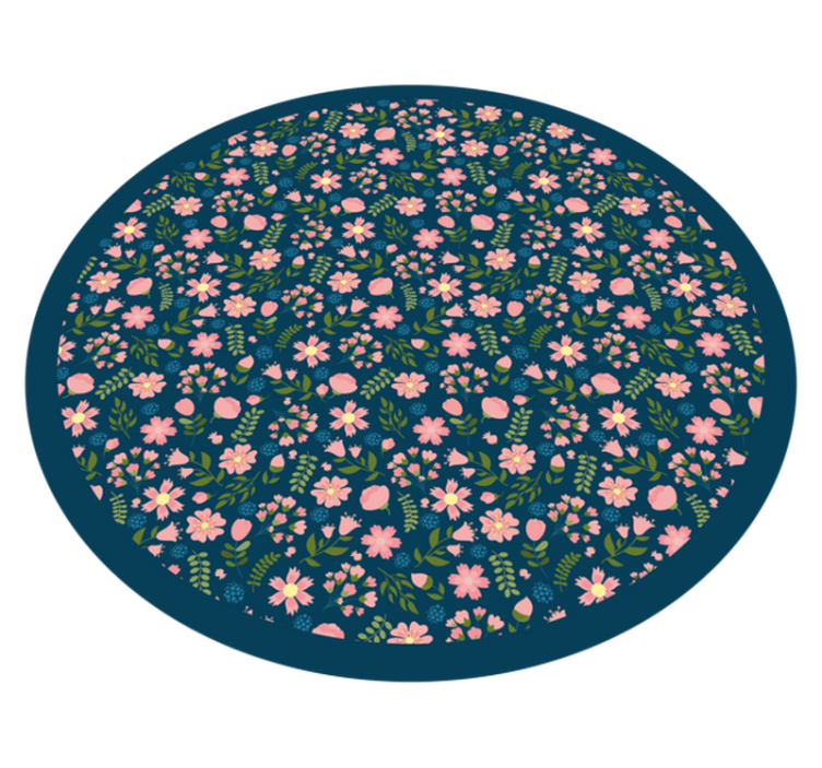 Tapete vinílico de flores e plantas padrão circular floral - TenStickers