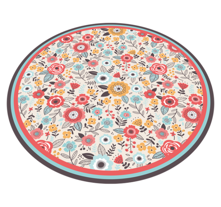 Tapete vinílico de flores e plantas desenho circular floral - TenStickers