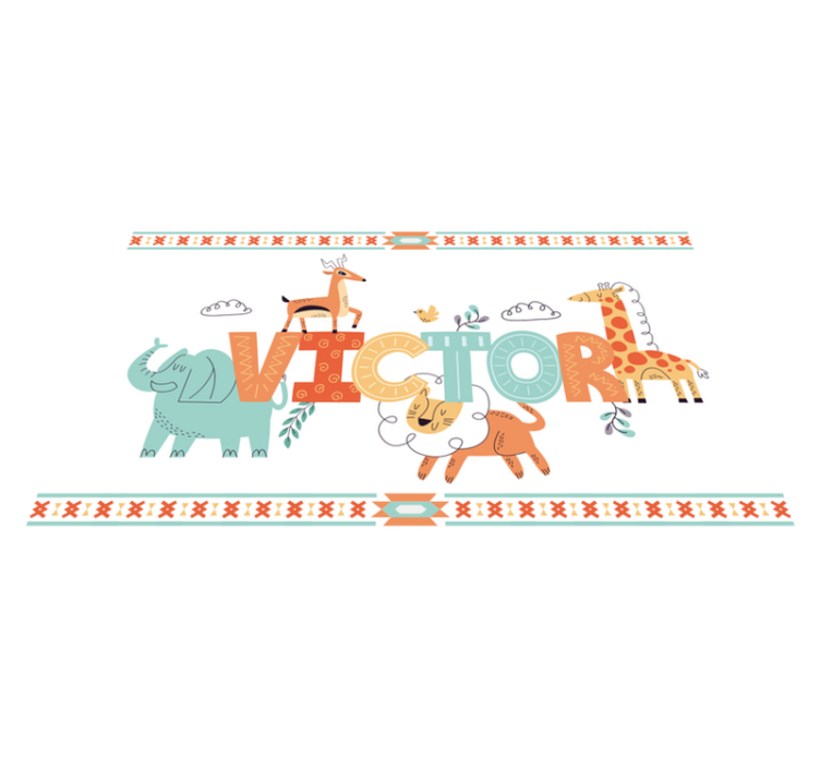 Tapete vinílico com nome tema safári personalizado - TenStickers