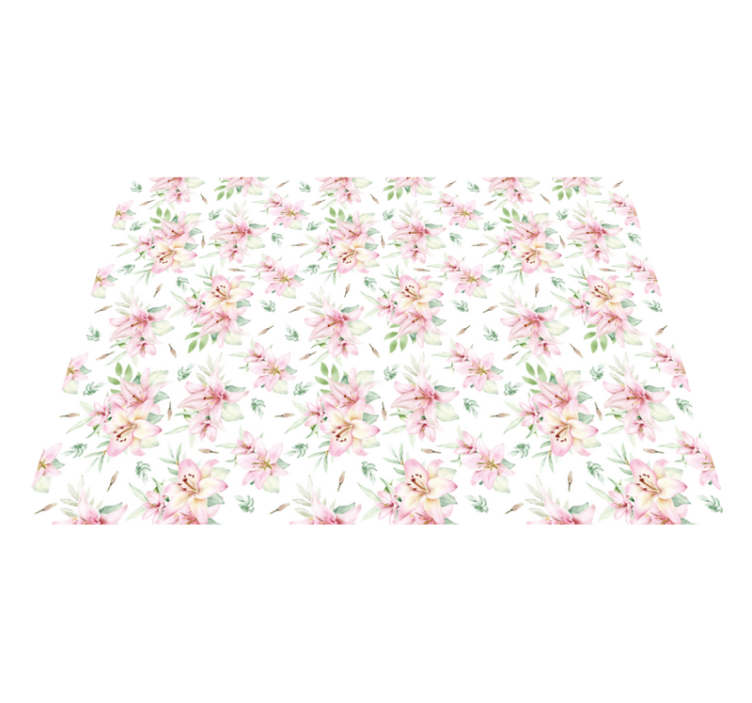 Tapete floral de lírios aquarela rosa - TenStickers