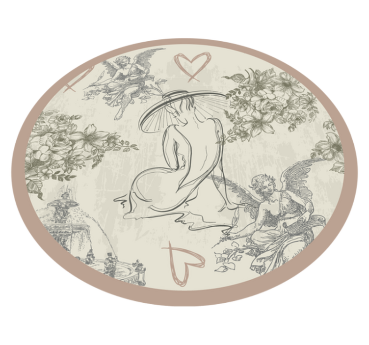 Tapete vinílico retro motivo floral angelical circular - TenStickers