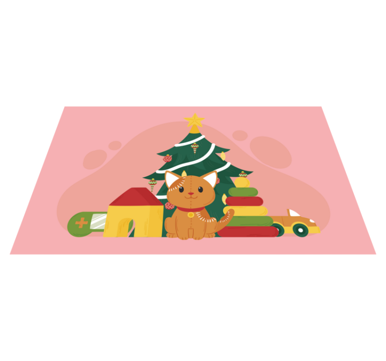 Tapete vinílico animais gato de Natal - TenStickers