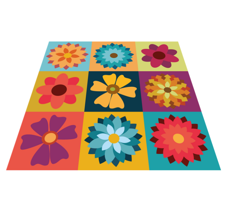Tapete vinílico azulejo flores hippie multicoloridas - TenStickers