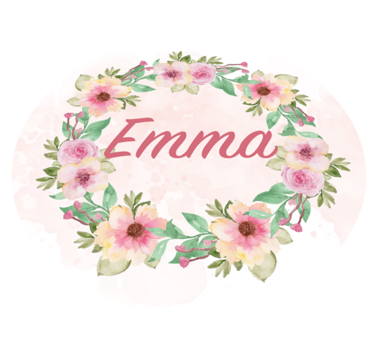 Tapete vinil com nome coroa de flores - TenStickers