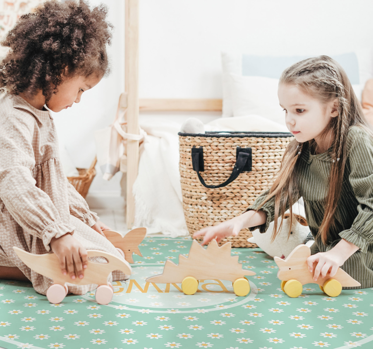 Tapete de vinil infantil com nome Margaridas - TenStickers