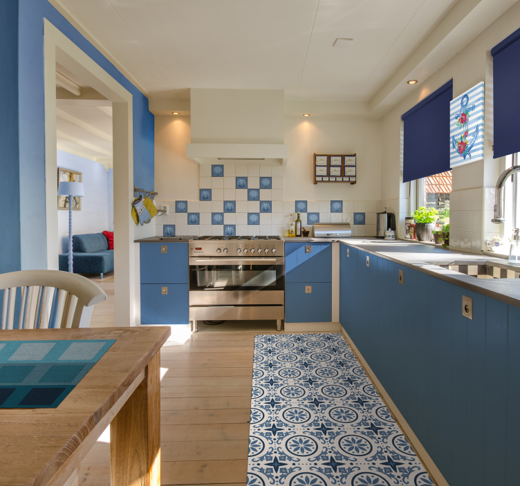 Tapete vinílico azulejos padrão náutico azul - TenStickers