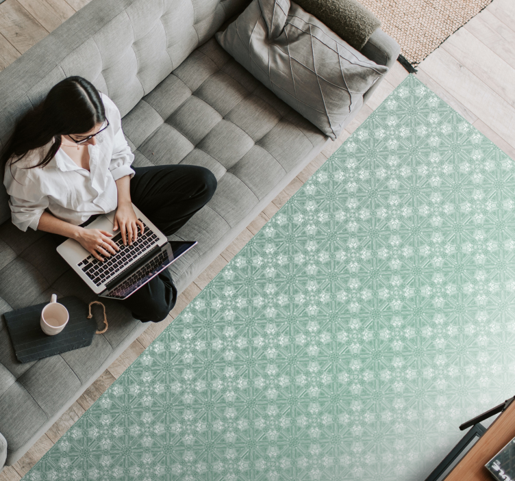 Tapete vinílico quarto padrões verde menta - TenStickers