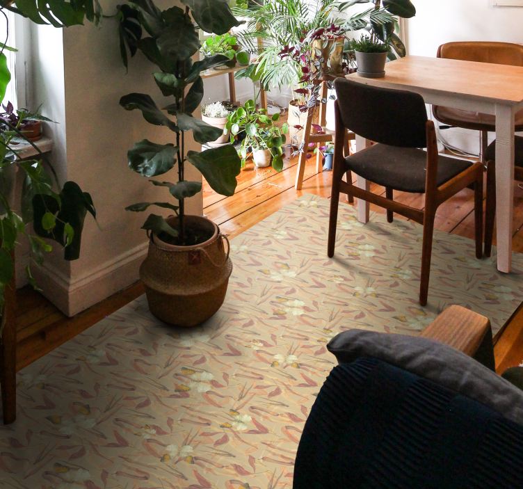 Tapete vinílico sala de estar conjunto com estampa floral - TenStickers