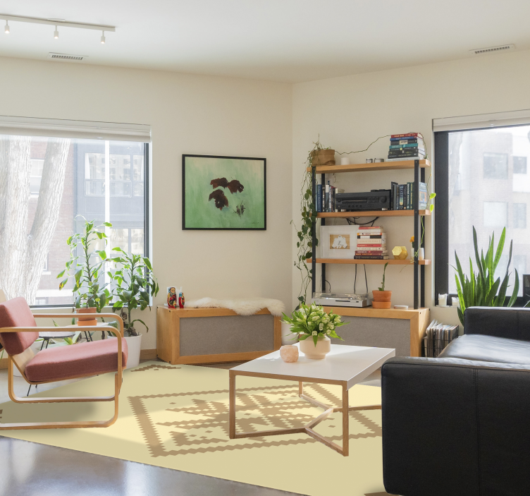 Tapete vinílico sala de estar contraste geométrico elegante - TenStickers