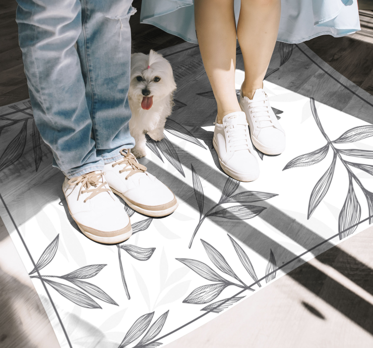 Tapete de vinil folhas cinzentas - TenStickers