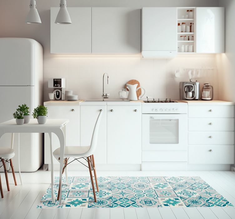 Tapete de vinil para cozinha azulejos turquesa - TenStickers