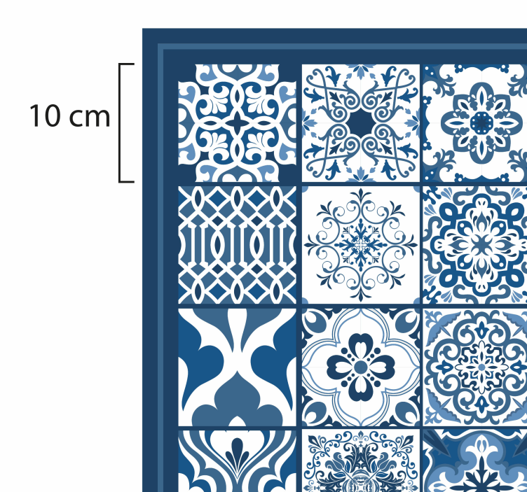 Tapete vinílico retangular padrão de mosaico azul e branco - TenStickers