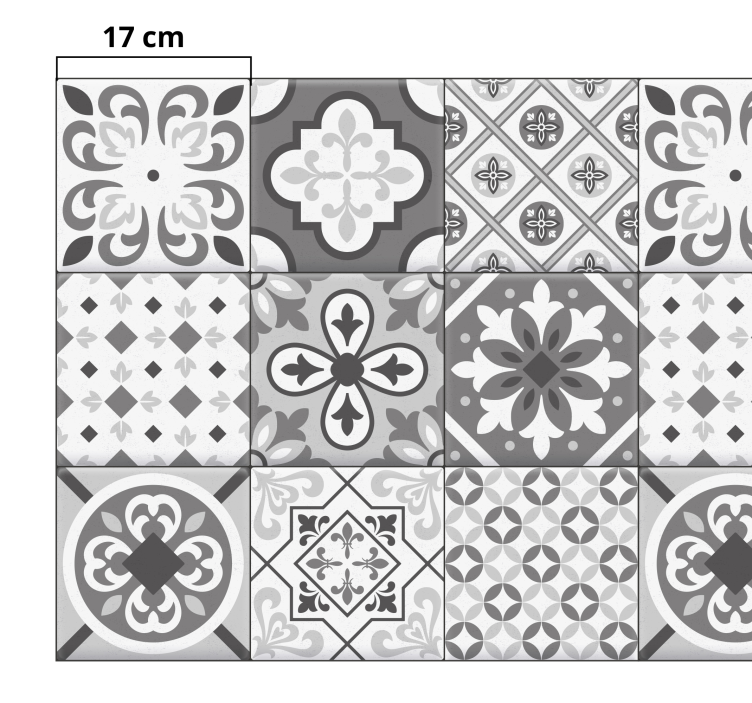Efeito de ladrilho hidráulico em tons de cinza carpete de ladrilh - TenStickers