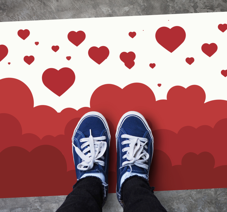 Tapete de quarto com produtode nuvem coração vermelho - TenStickers