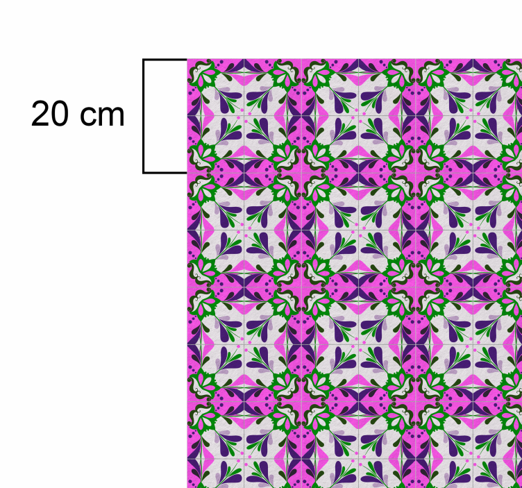 Tapete vinílico retro azulejo hidráulico rosa - TenStickers