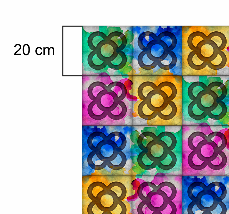 Tapete vinílico retro azulejos coloridos - TenStickers