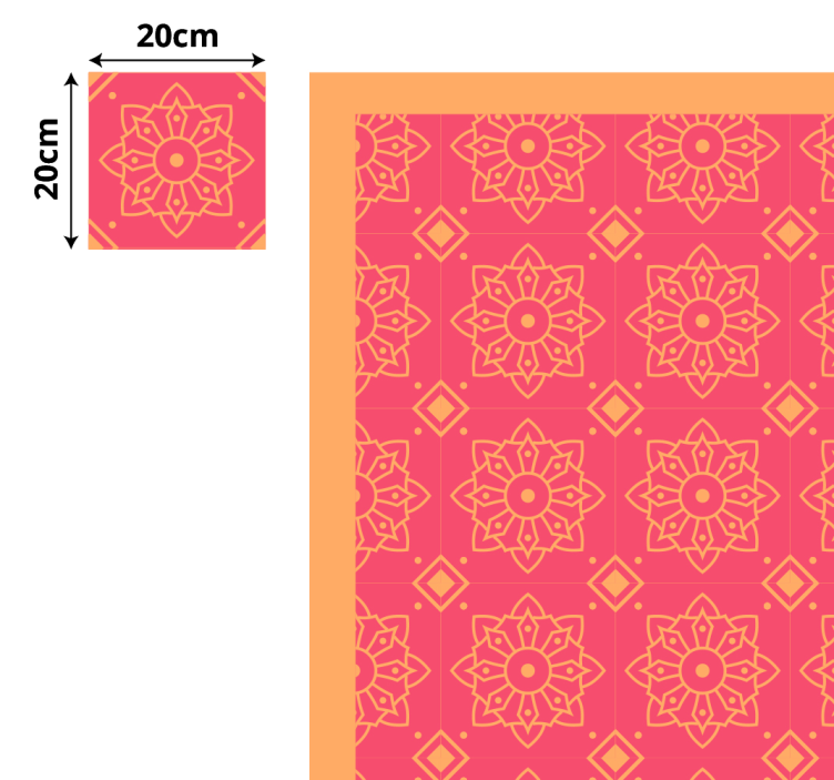 Tapete vinílico sala de estar azulejos rosa sofisticados - TenStickers