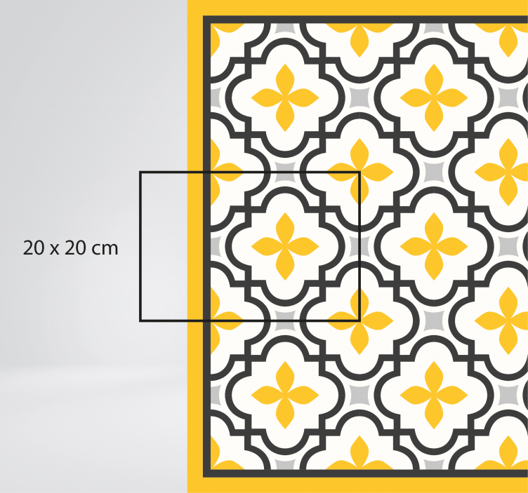 Tapete vinílico azulejos motivo floral amarelo - TenStickers