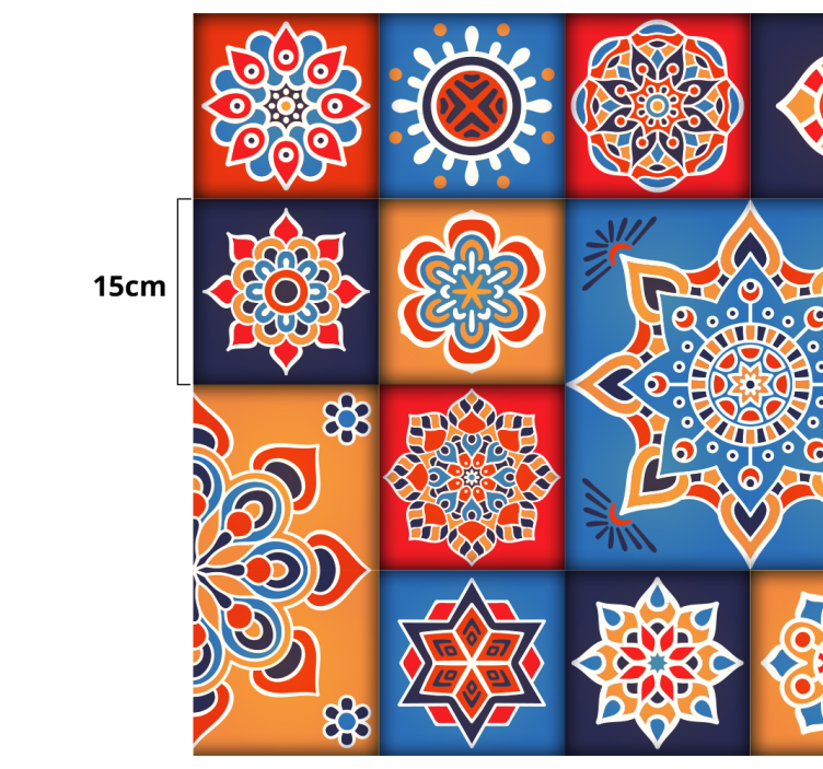 Azulejos florais coloridos pisos de cozinha - TenStickers