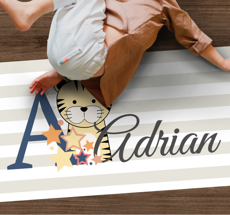 Animais fofos tigre com nome tapete de jogo de bebê - TenStickers