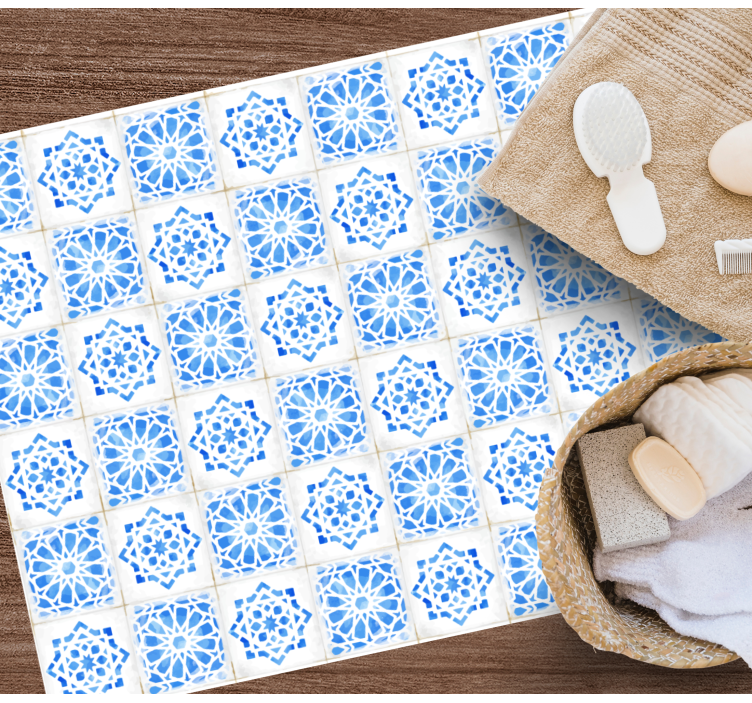 Piso de casa de banhoem mosaico elegante azul - TenStickers