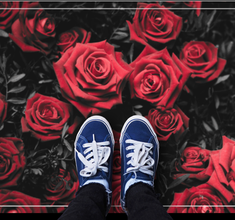 B / w lindo buquê de rosas vermelhas tapete floral - TenStickers