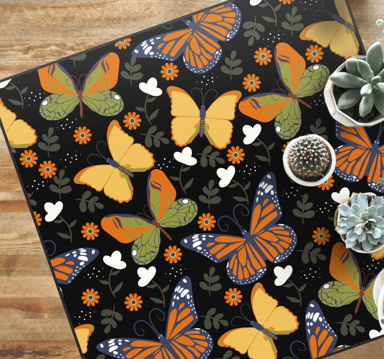Tapete de animais com padrão de flores de borboletas - TenStickers