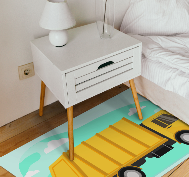 Caminhão de lixo amarelo tapete infantil de vinil - TenStickers