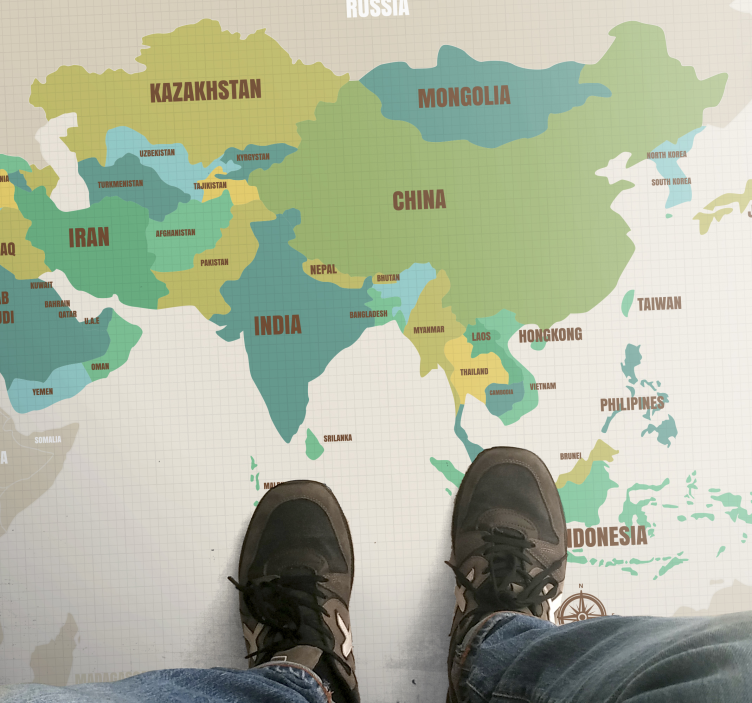 Cartão do tapete do mapa mundial da ásia - TenStickers