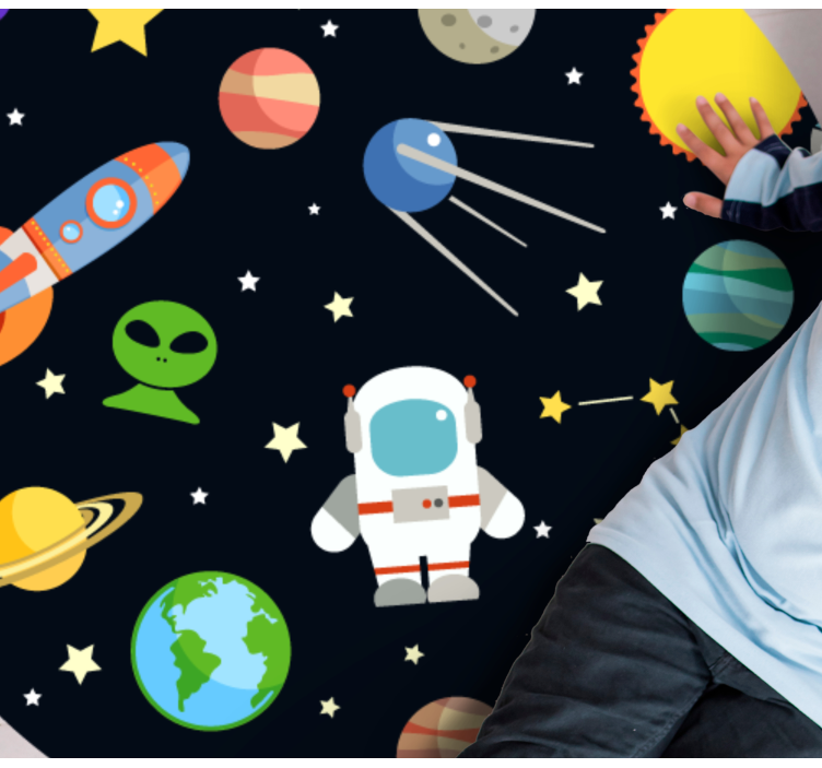 Cartoon diferentes símbolos astronautas tapete estrela - TenStickers