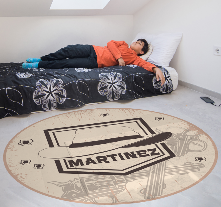 Chapéu de cowboy com nome tapete de vinil com nome - TenStickers