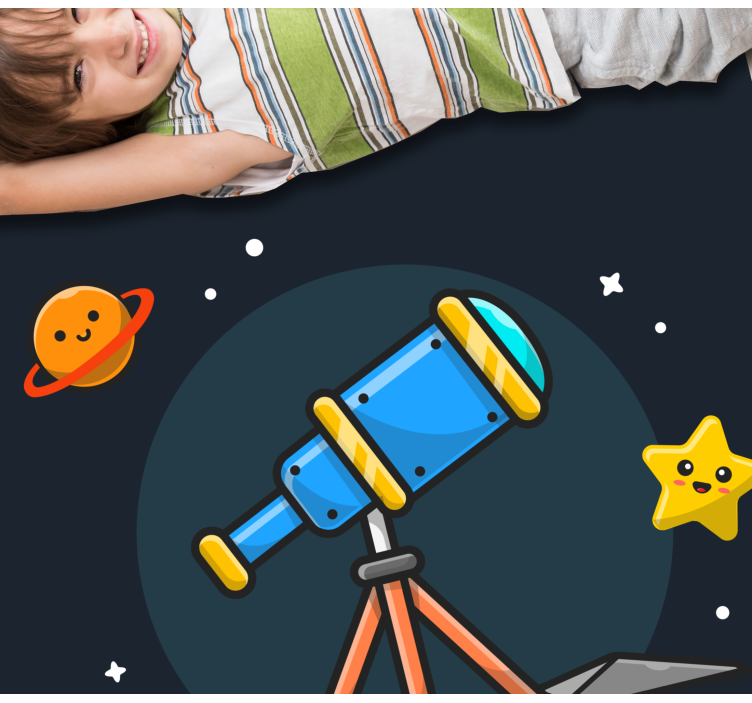 Ciência telescópio cartoon estrela espacial tapete de vinil - TenStickers