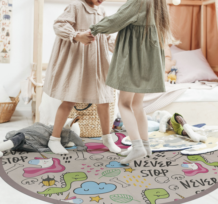 Cogumelo unicórnio de dinossauro com tapete personalizado com tex - TenStickers