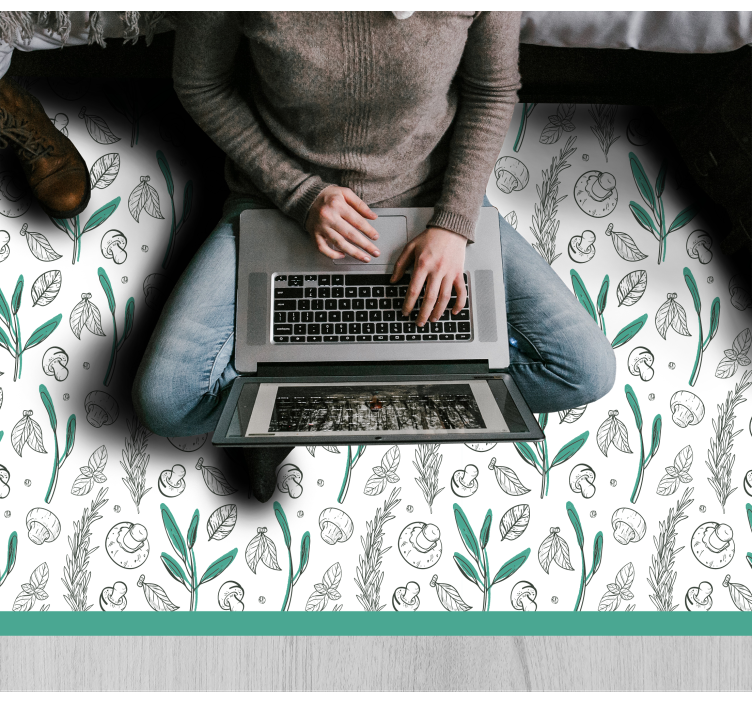 Cogumelos e folhas de piso de cozinha - TenStickers