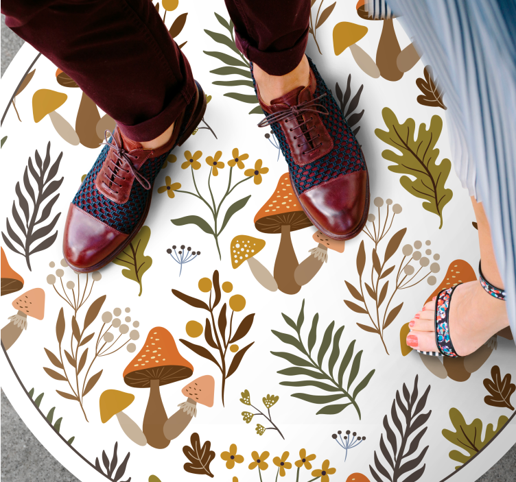 Cogumelos vintage e folhas de outono tapete floral - TenStickers