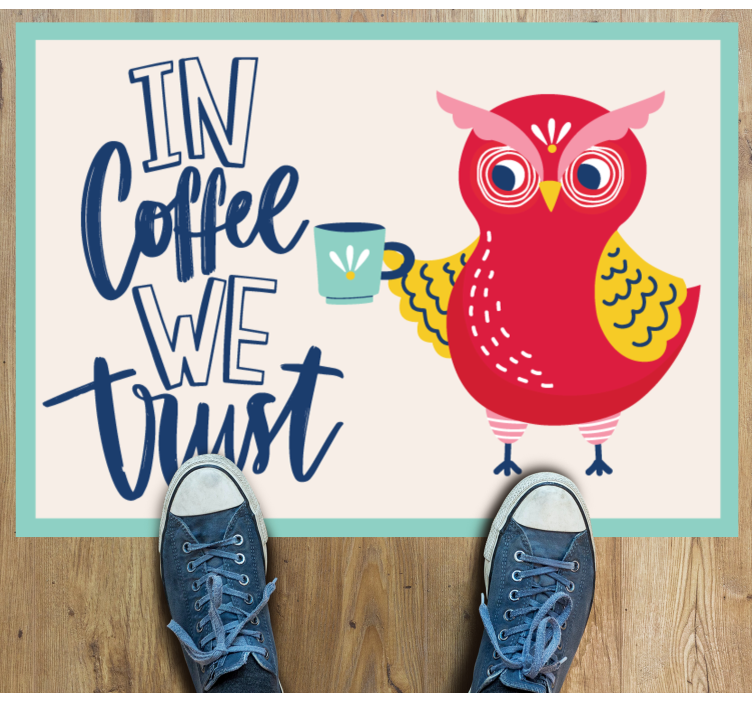 Coruja fofa com tapete de quarto de caneca de café - TenStickers