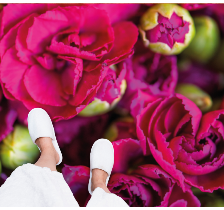 Cravo rosa florescendo tapete floral - TenStickers