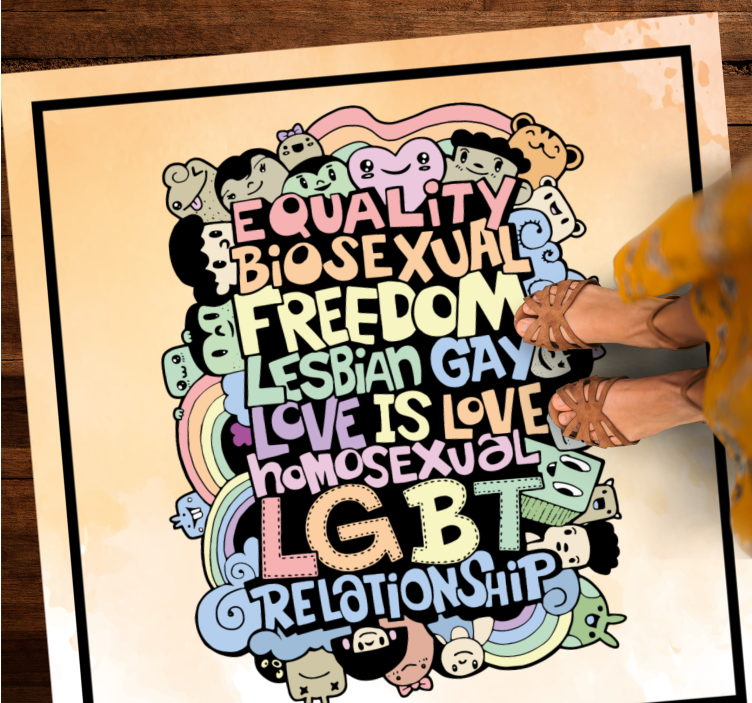 Desenho à mão nomes de tapete lgbt da sala de estar - TenStickers