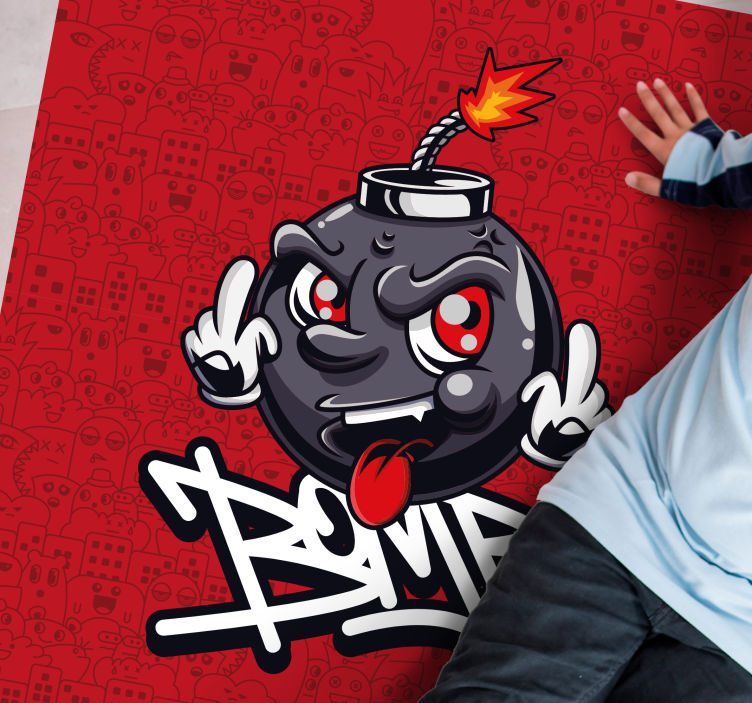 Tapete moderno de desenho animado de bebê bomba graffiti - TenStickers