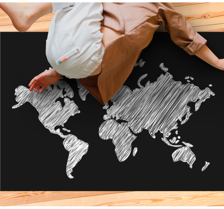 Desenho de giz em um tapete de mapa de fundo preto - TenStickers