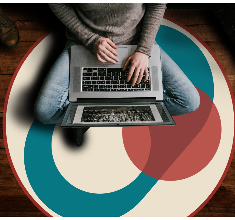 Tapete geométrico de arte abstrata de dois círculos - TenStickers