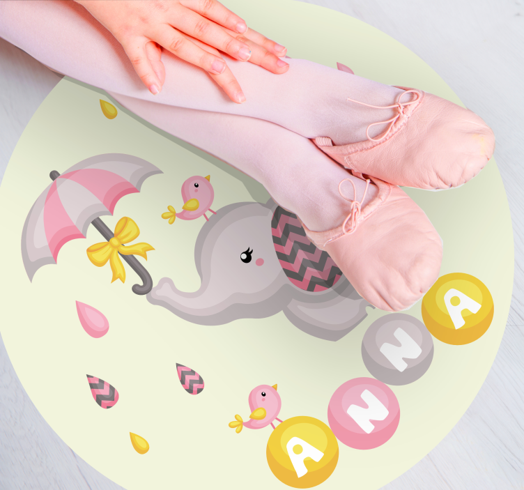 Tapete personalizado de elefante infantil e guarda-chuva de pássa - TenStickers