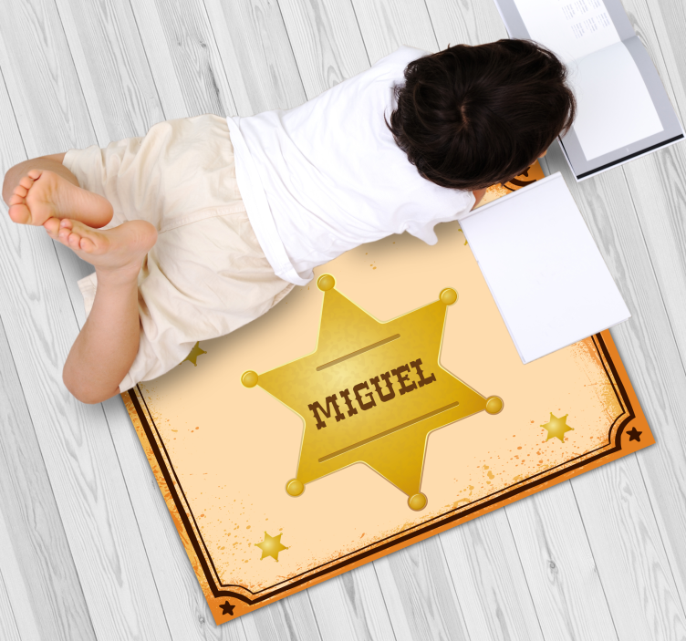 Emblema do xerife com nome tapete de vinil com nome - TenStickers