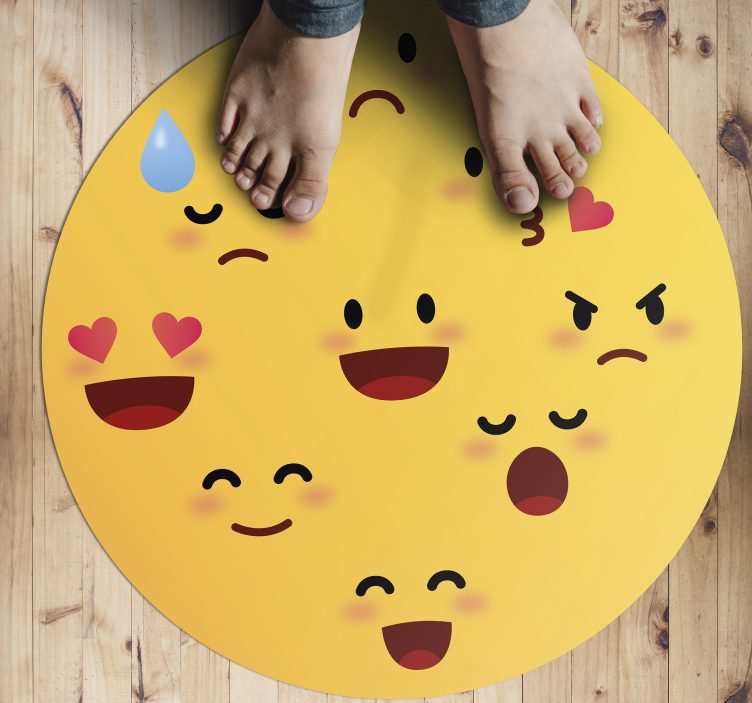 Emoji enfrenta tapete de vinil infantil - TenStickers
