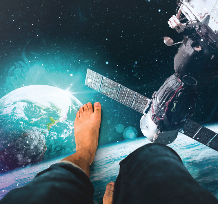 Estação espacial e tapete de vinil da natureza do planeta terra - TenStickers