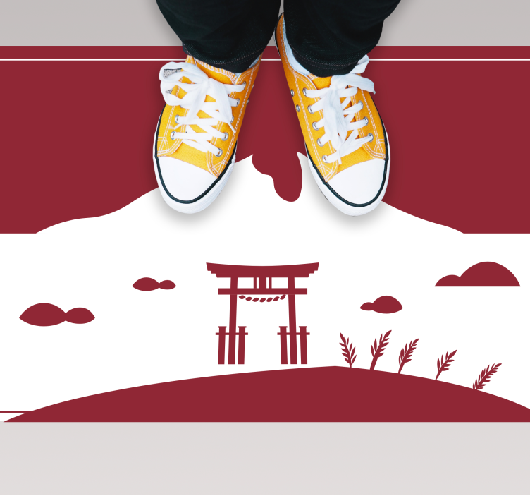 Estrutura japonesa lago, montanhas tapete moderno - TenStickers